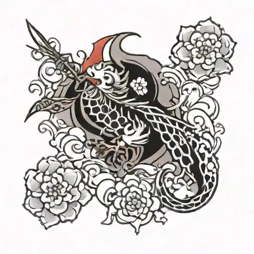 japanese inspired sticker sleeve tattoo design idea