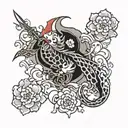 japanese inspired sticker sleeve tattoo design idea