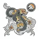 japanese inspired sticker sleeve tattoo design idea