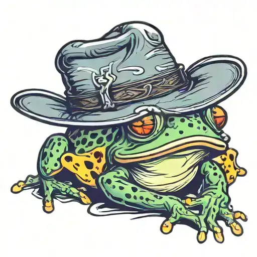 frog in a cowboy hat tattoo design idea
