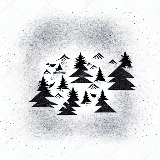 mountains sun canoe trees tattoo design idea