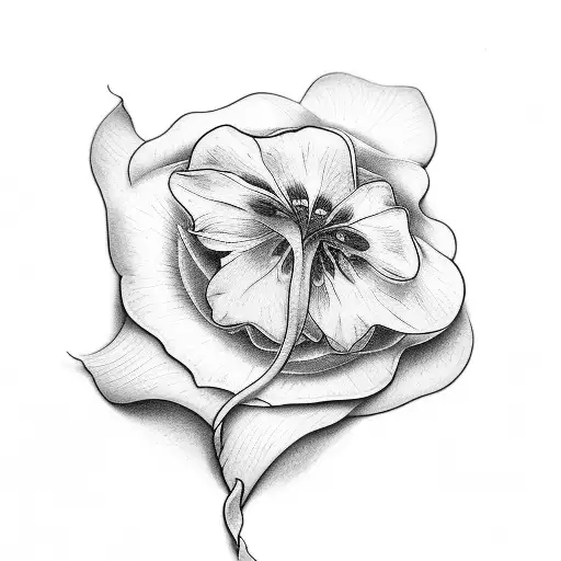 cosmo, rose , violets and morning glory flower tattoo tattoo design idea