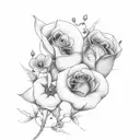 cosmo, rose , violets and morning glory flower tattoo tattoo design idea