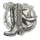 western style cowboy boots and hat tattoo design idea