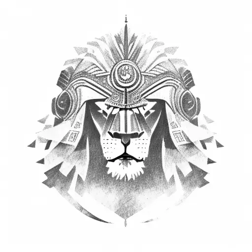 A lion wearing a Spartan helmet tattoo design idea