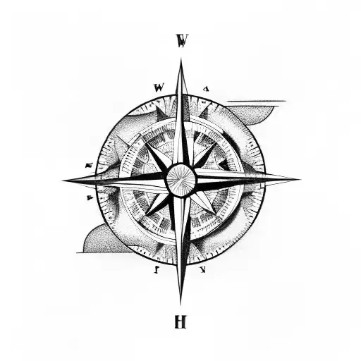 Compass with mountains and year of birth tattoo design idea