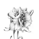 rose, daffodil, lily of the valley, cosmo, violet, chrysanthemum tattoo design idea