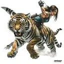 lara croft in battle with a tiger tattoo design idea