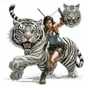 lara croft in battle with a tiger tattoo design idea