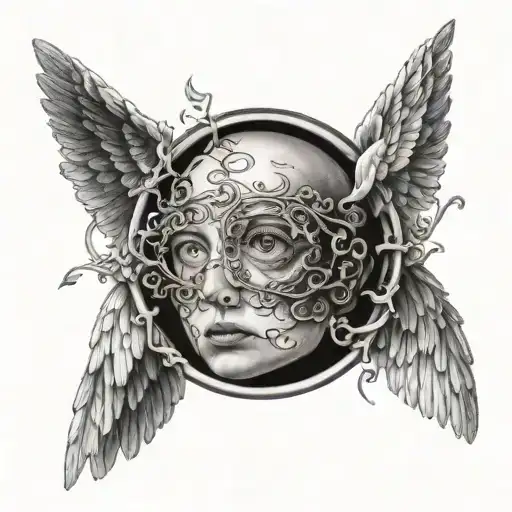 eye blind angels praying tattoo design idea
