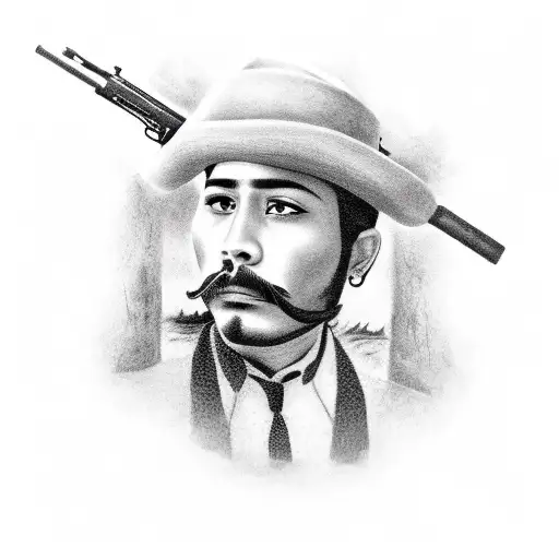 Mexican man with a gun and bandana tattoo design idea
