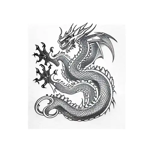 Dragon With red stripes tattoo design idea