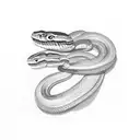 green snake with white fangs and eal like red stripes tattoo design idea