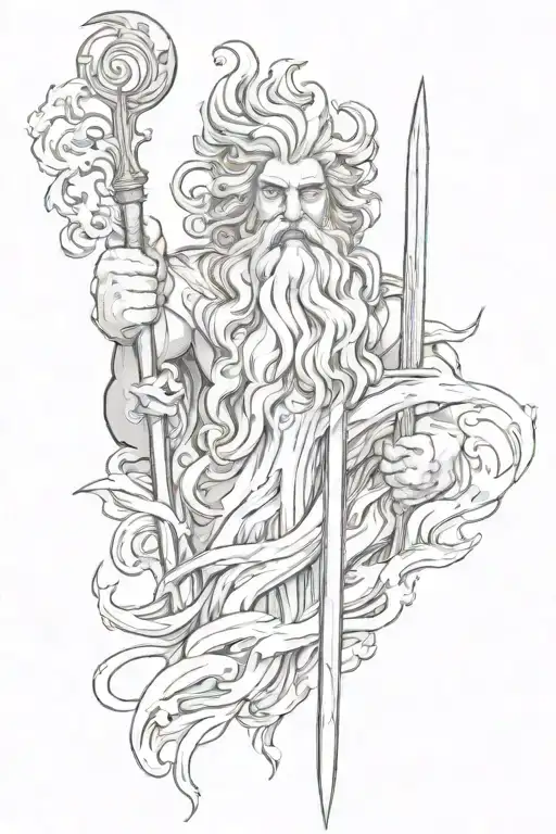 zeus, hades, poseidon trident tattoo design idea