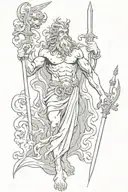 zeus, hades, poseidon trident tattoo design idea