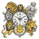 zeus, hades, poseidon and a lion and clock tattoo design idea