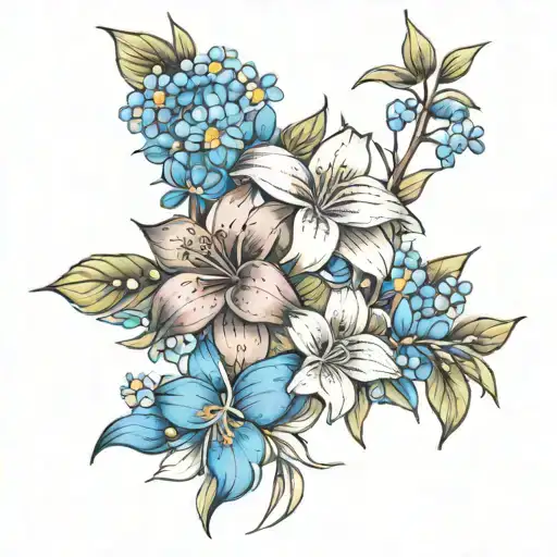 Lillie's and forget me nots tattoo design idea