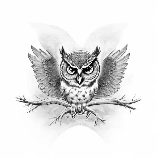 Owl with outstretched wings  tattoo design idea