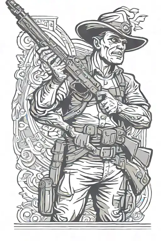 minute man holding rifle tattoo design idea