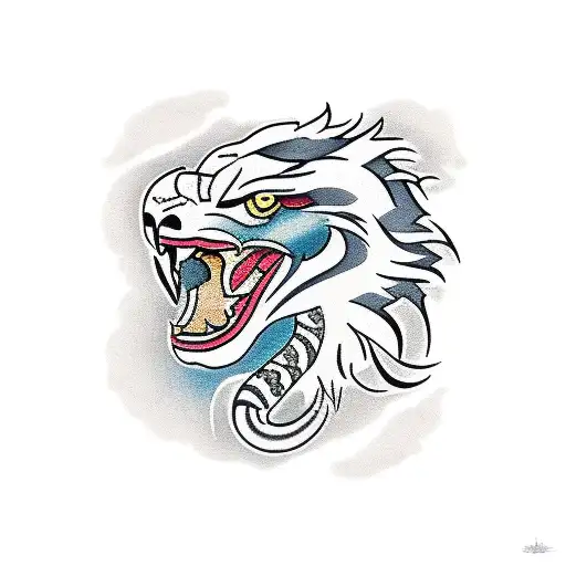 lion snake and eagle tattoo design idea