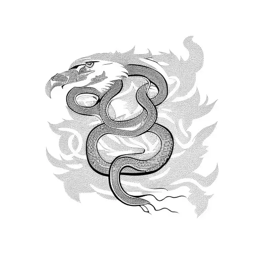 lion snake and eagle tattoo design idea