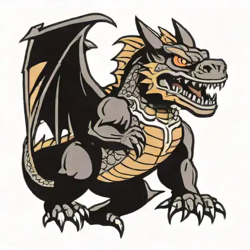 Norse charizard angry tattoo design idea