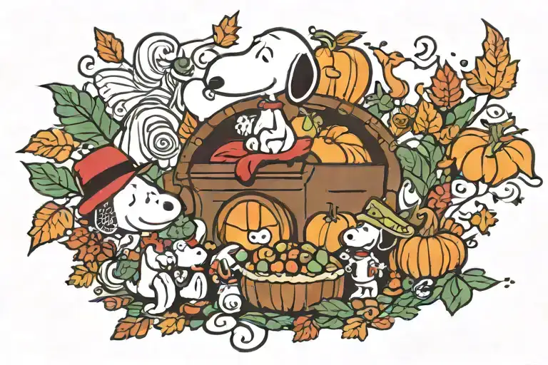 Snoopy Thanksgiving tattoo design idea