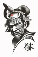 Samurai head tattoo design idea