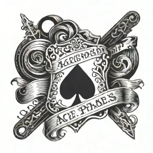 ace of spades momento mori written on ribbon wrapped tattoo design idea
