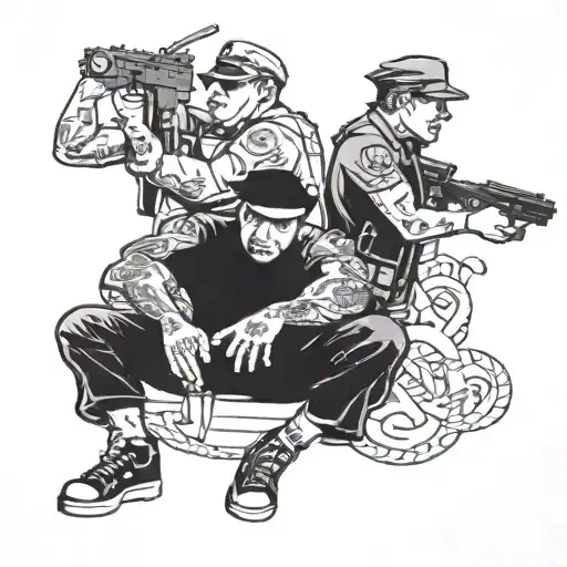gangster vs cops  tattoo design idea