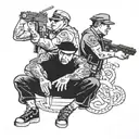 gangster vs cops  tattoo design idea