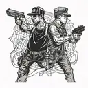 gangster vs cops  tattoo design idea