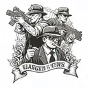 gangster vs cops  tattoo design idea