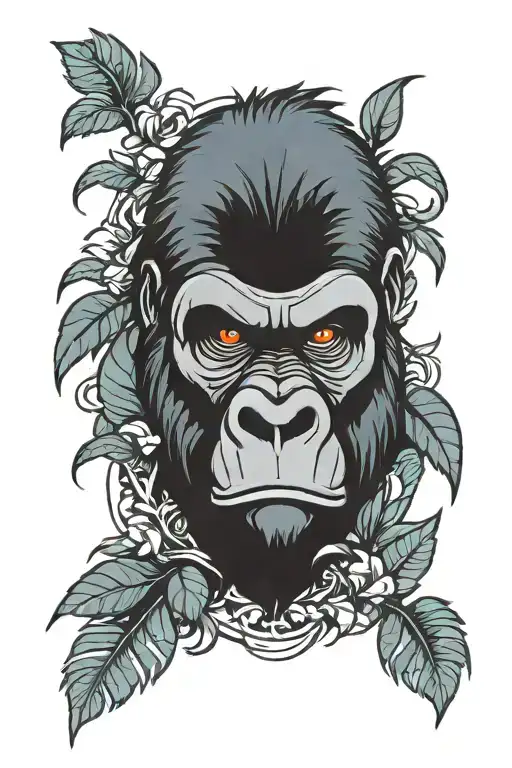 gorilla face tattoo design idea