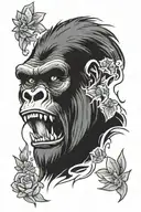 gorilla face tattoo design idea