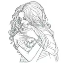 woman embracing a king charles spaniel tattoo design idea