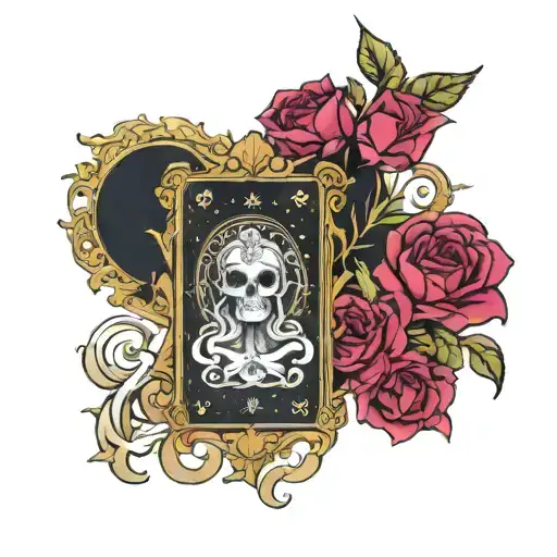Occult-inspired tarot card design with subtle glitter accents tattoo design idea