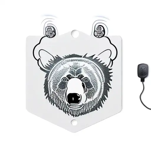 A mechanical keyboard with a bear's head as the enter key tattoo design idea
