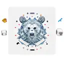 A mechanical keyboard with a bear's head as the enter key tattoo design idea