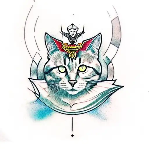 black cat in assassin's creed outfit  tattoo design idea