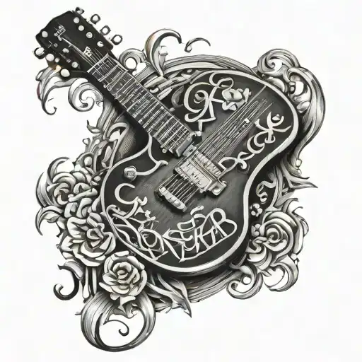 logotype Tattoo calligraphy skill guitar Marcelo Kalunga tattoo design idea
