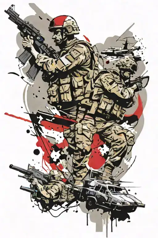 US Army Airborne Afghanistan war scene tattoo design idea