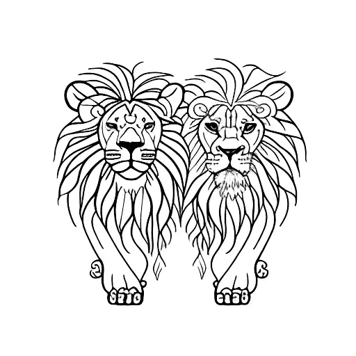A lion and a Latina intertwined in a sensual yoga pose tattoo design idea