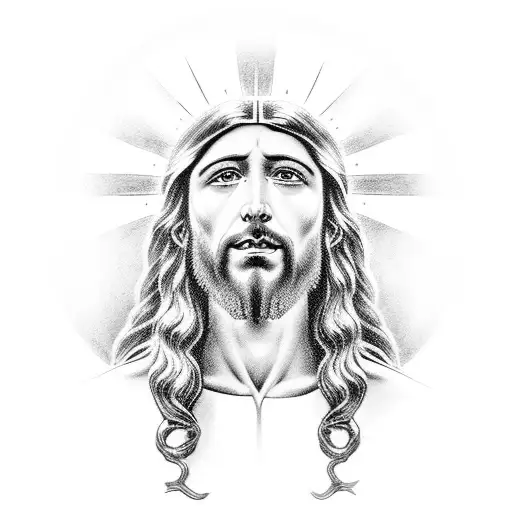 A detailed portrait of Jesus performing a miracle tattoo design idea