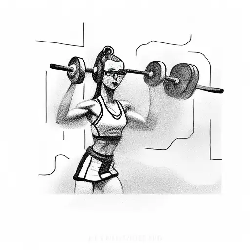 Cheerleader lifting weights with masculine men spotting her tattoo design idea