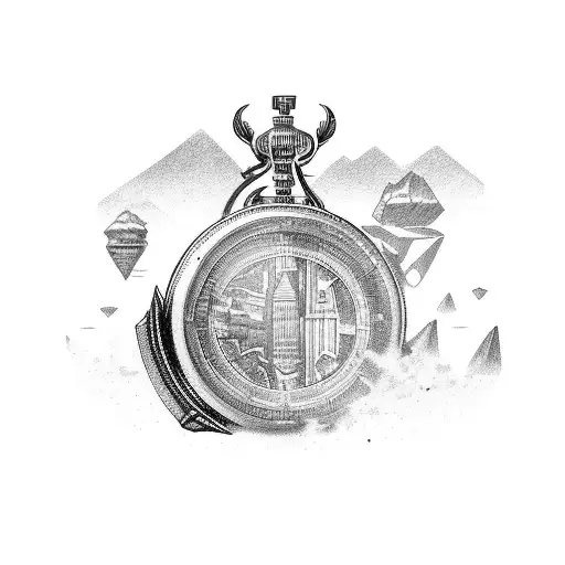 A travel guide leading a group of adventurers to a hidden treasure tattoo design idea