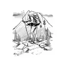 A sketch-style illustration of a hiker conquering a challenging Colorado trail tattoo design idea