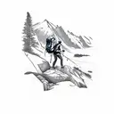 A sketch-style illustration of a hiker conquering a challenging Colorado trail tattoo design idea