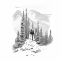 A sketch-style illustration of a hiker conquering a challenging Colorado trail tattoo design idea
