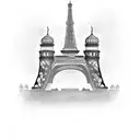 A blackwork tattoo showcasing iconic landmarks from different romantic destinations, like the Eiffel Tower and Taj Mahal tattoo design idea